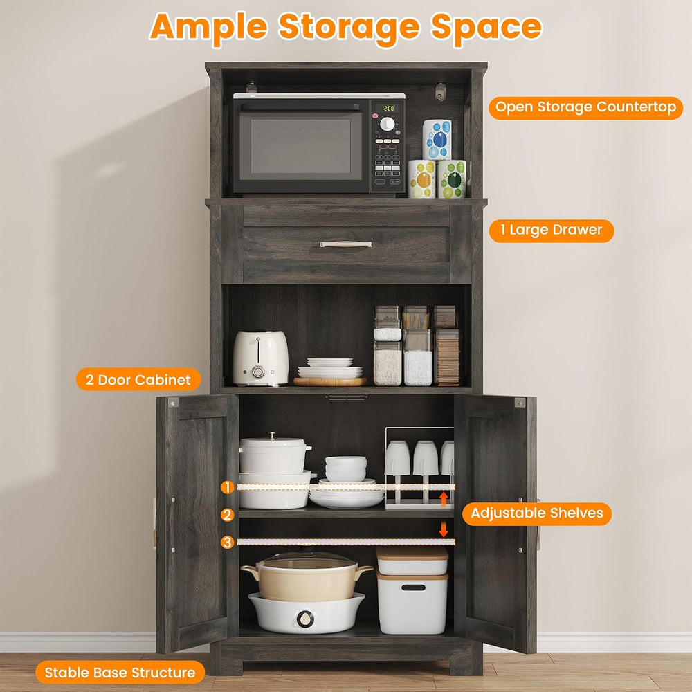 Saudism 55" Pantry Storage Cabinet with Drawers and Barn Doors
