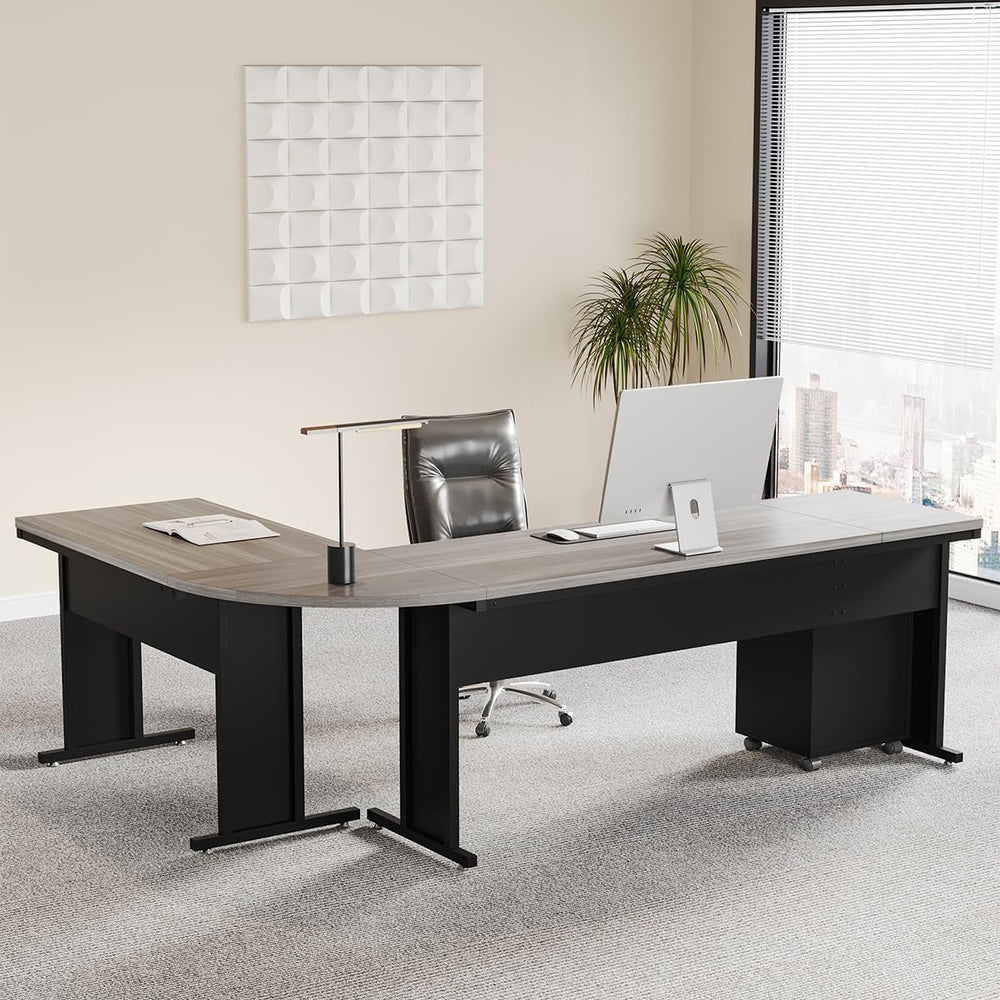 Tribesigns 83" L-Shaped Executive Desk, Large Office Desk with Drawes, I...