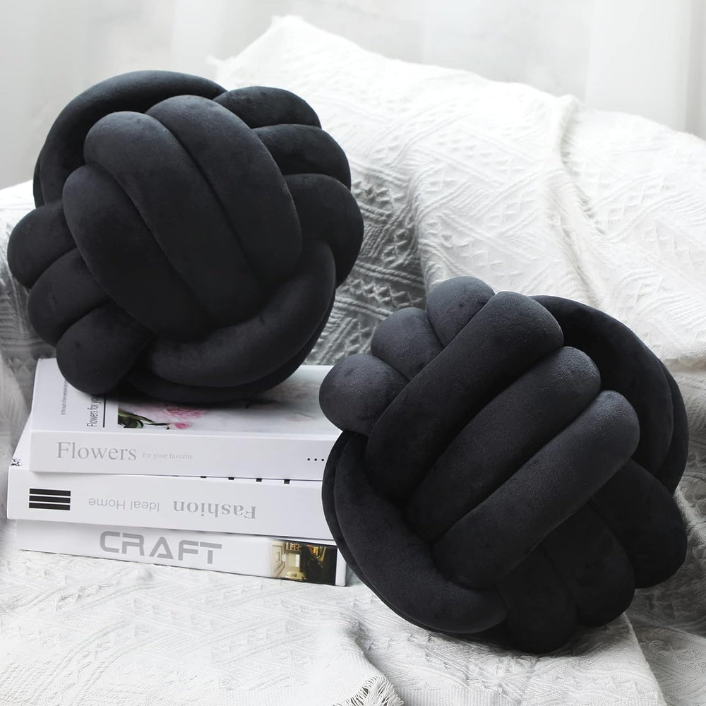 Namalu 10.6 Inches 2 Pcs Knot Pillow Decorative Throw Pillow, Black