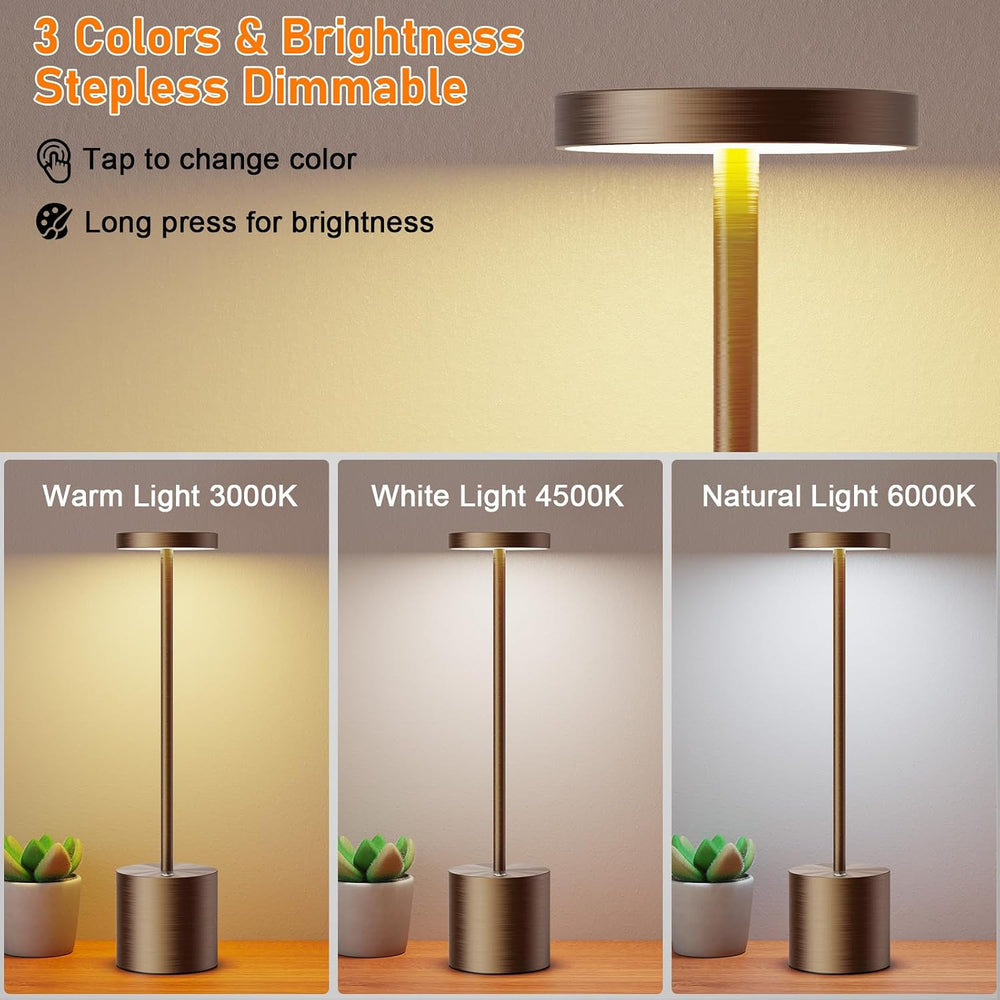LED Cordless Table Lamp Rechargeable,Battery Powered Outdoor Lights
