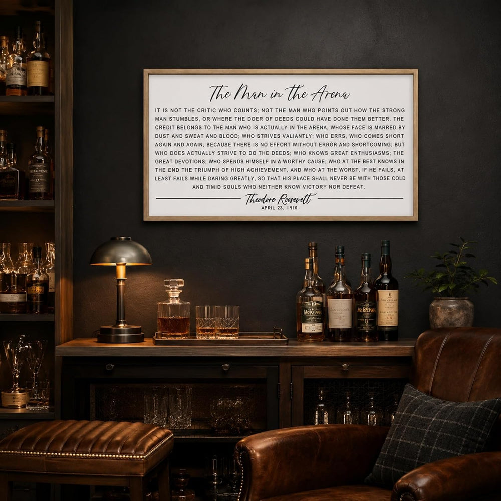 flangairy 32.3"x 16.5" The Man in The Arena Wall Art Framed, Office...