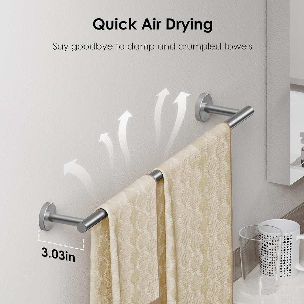 FORIOUS Bathroom Accessories, 4-Piece Bathroom Hardware Set - 24" Towel Bar