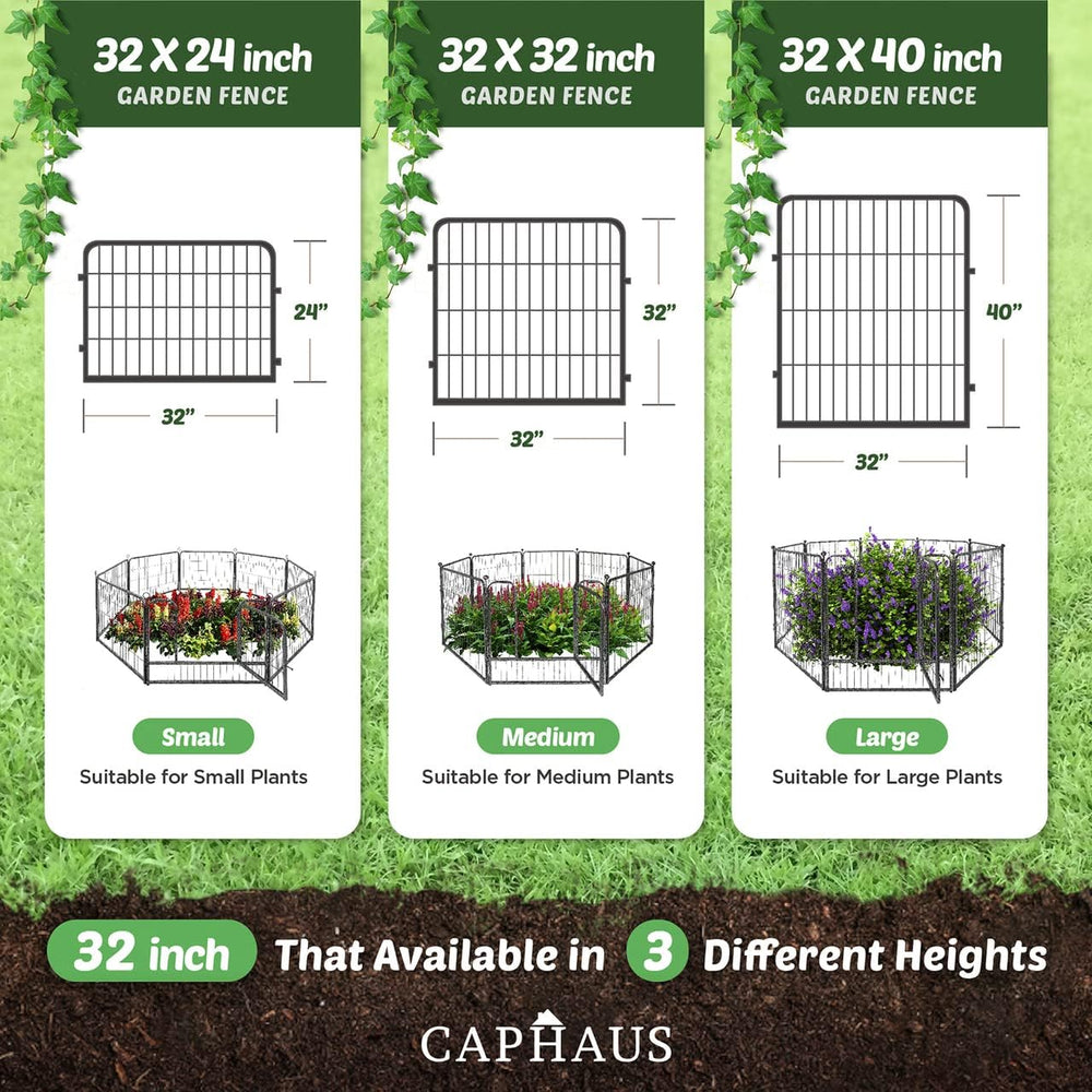 CAPHAUS Decorative Garden Fence, 24 Inch x 21 FT Heavy Duty Iron Fencing Land...