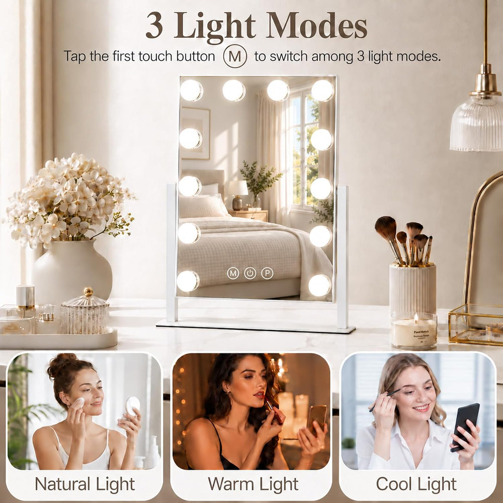 Makeup Mirror with Lights, 10X Magnification, 16.5x13.1in