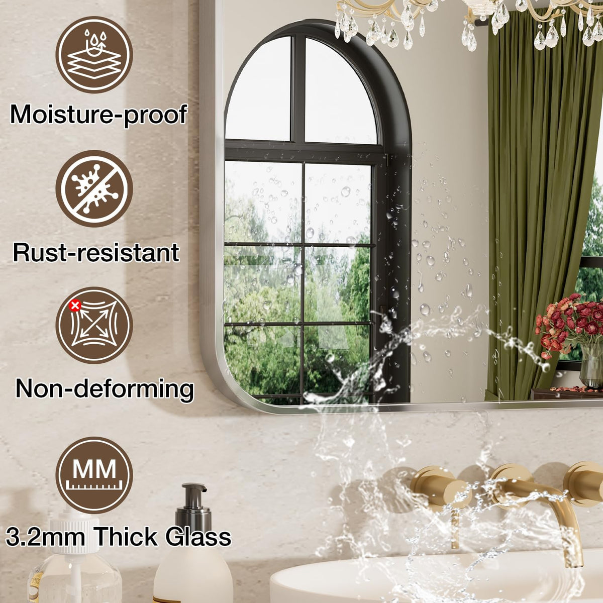 24"x36" Bathroom Mirror for Over Sink, Brushed Nickel Vanity Mirror