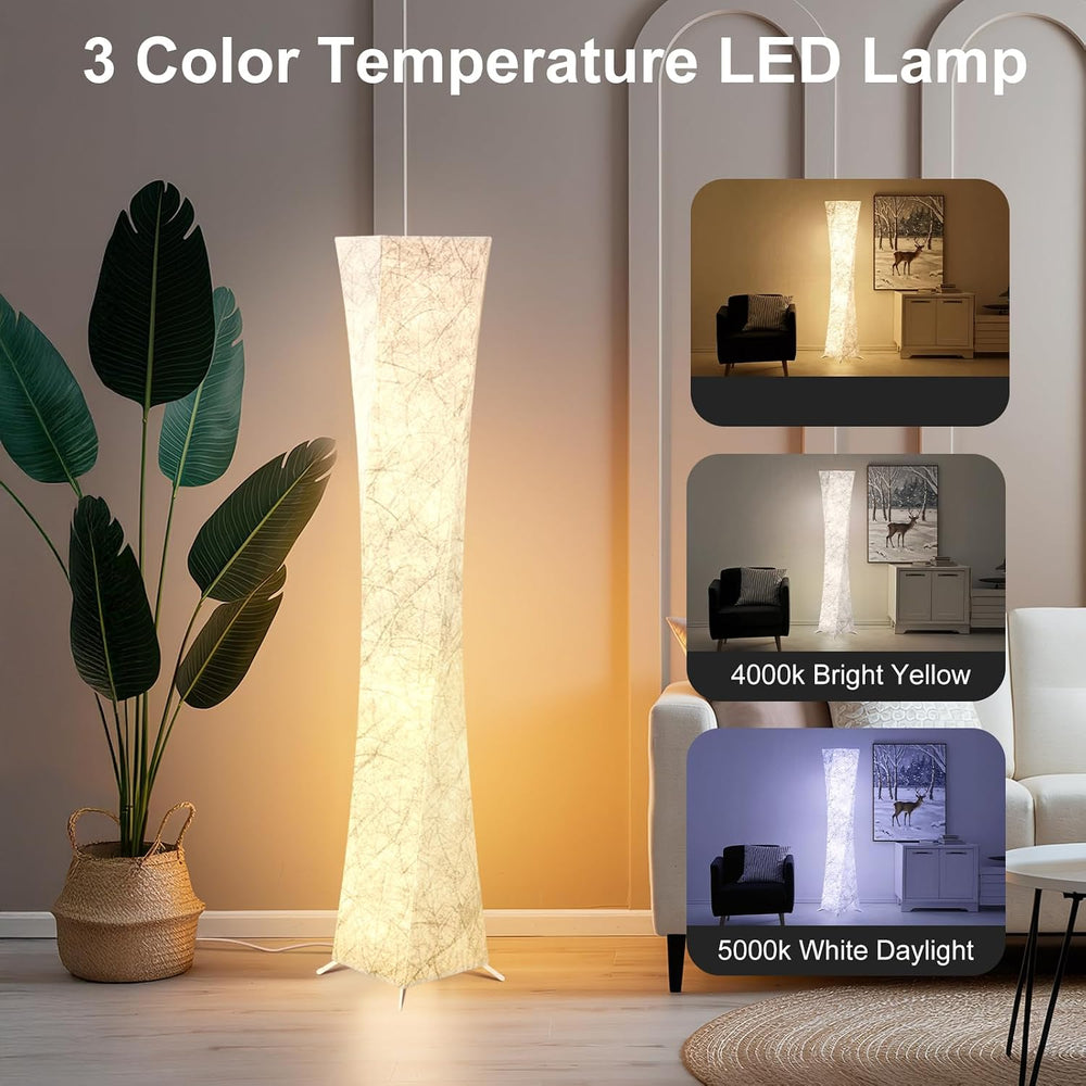WORLD WIN 61'' RGB LED Corner Floor Lamp, Unique Hourglass Shade, Square