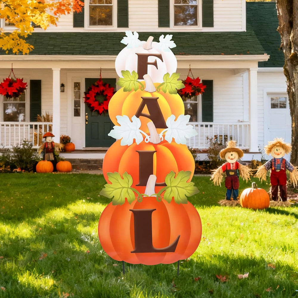 VCUTEKA Fall Outdoor Pumpkins Yard Sign Decor, Thanksgiving Garden Stake