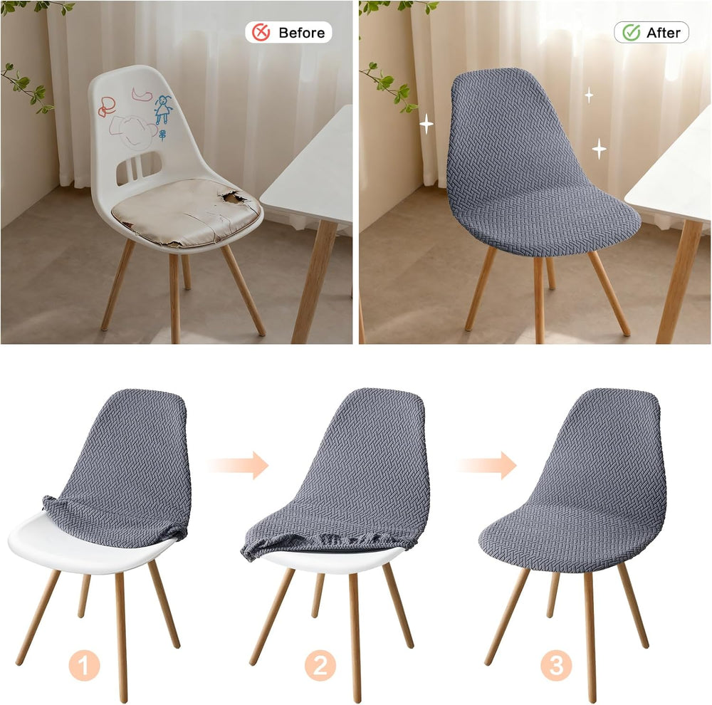 Fuloon Mid Century Modern Dining Chair Covers, Stretchable Armless Shell Slip...