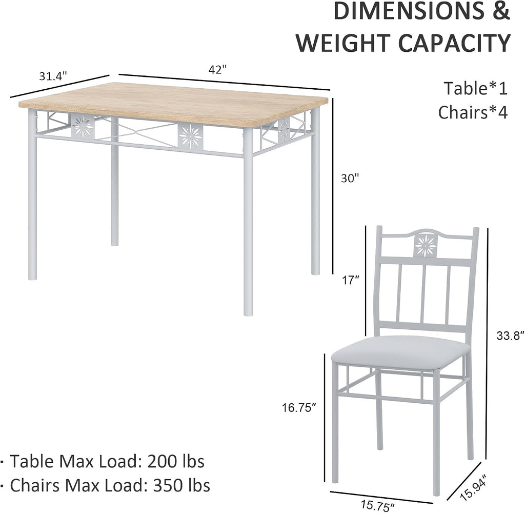 vecelo 5 piece dining table set for 4, package contents