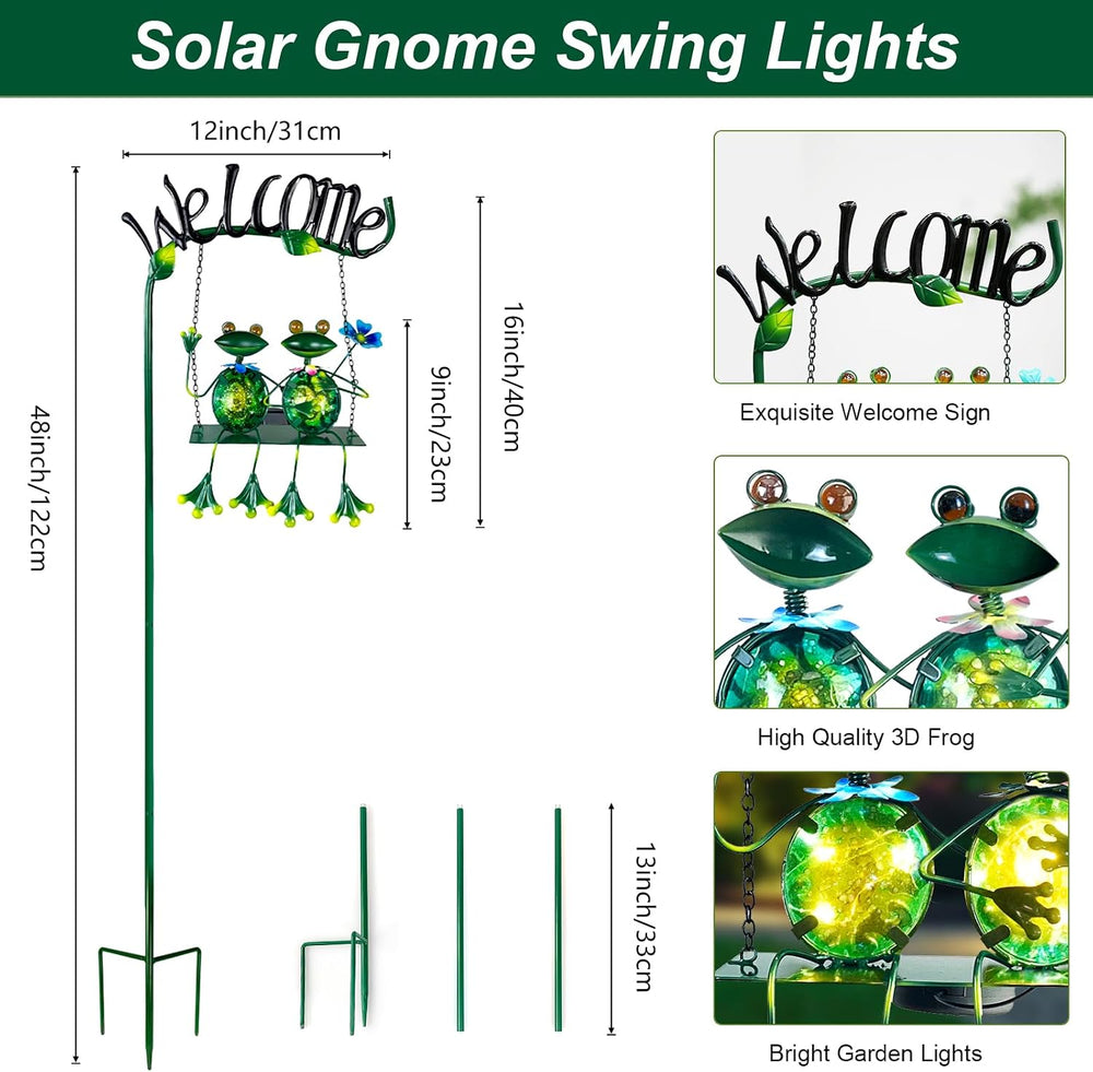 HONGLAND Solar Lights Outdoor Waterproof, Frog Swing Garden Decor, Frog Decor...
