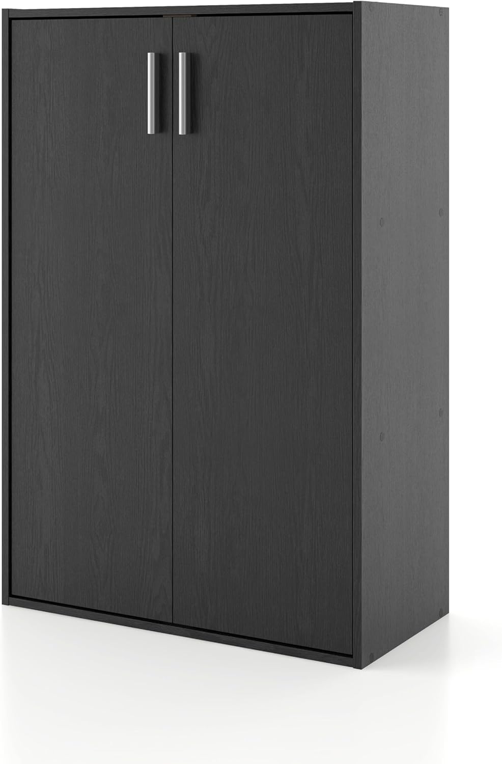 Homes: Inside + Out Apexa 3-Tier Stackable Wood Bookcase with Doors, Cube Sto...
