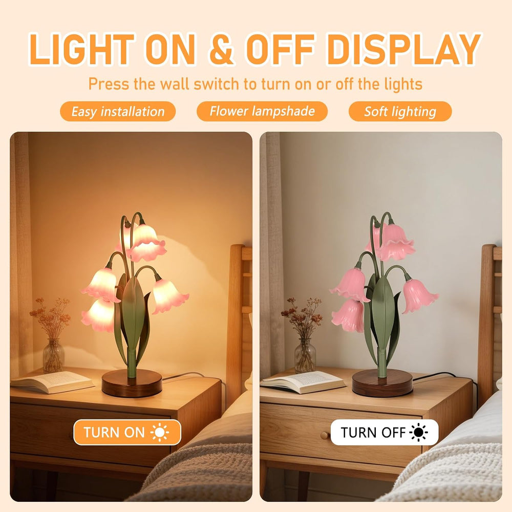 Flower Table Lamp for Bedroom, LED Cute Reading Light