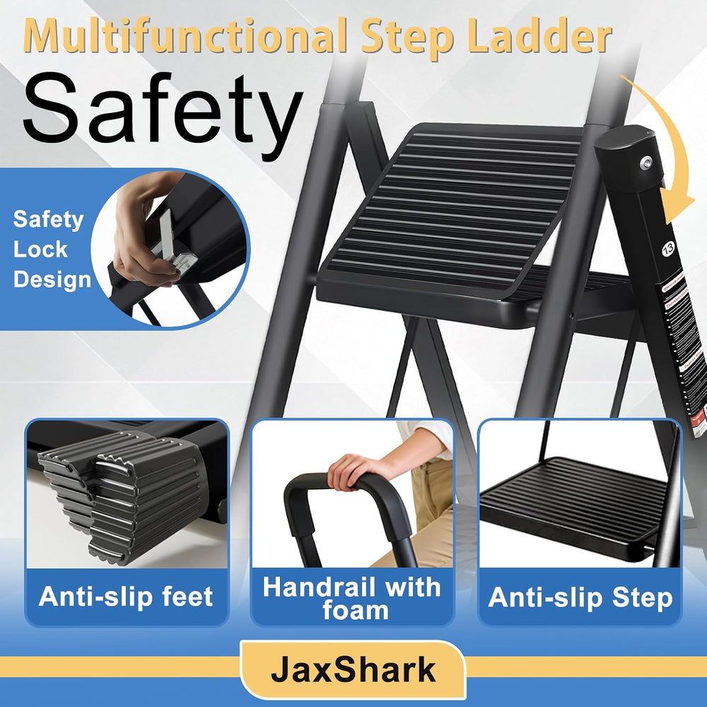 3 Step Ladder Folding Step Stool with Handrail