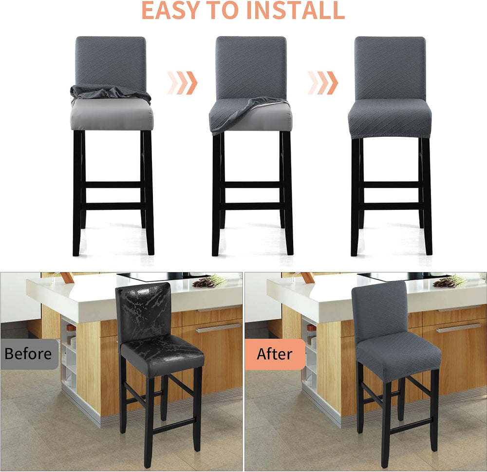 Fuloon Waterproof Barstool Covers Chair Slipcovers, Grey, 4 Pack