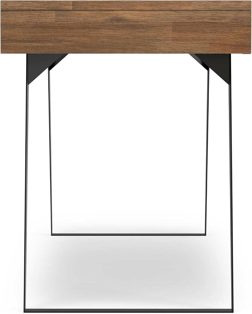 SIMPLIHOME Lowry 54" Wide Solid Acacia Wood Writing Desk in Natural Brown