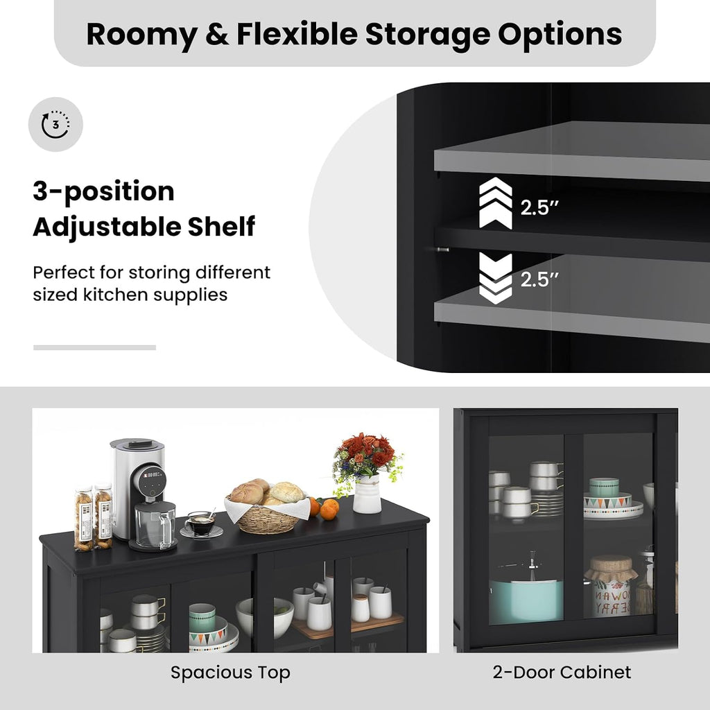 COSTWAY Buffet Sideboard with Storage, 2-Door Floor Cupboard