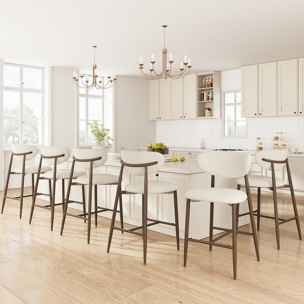 MALOL Counter Height Bar Stools with Backs Set of 2, Beige