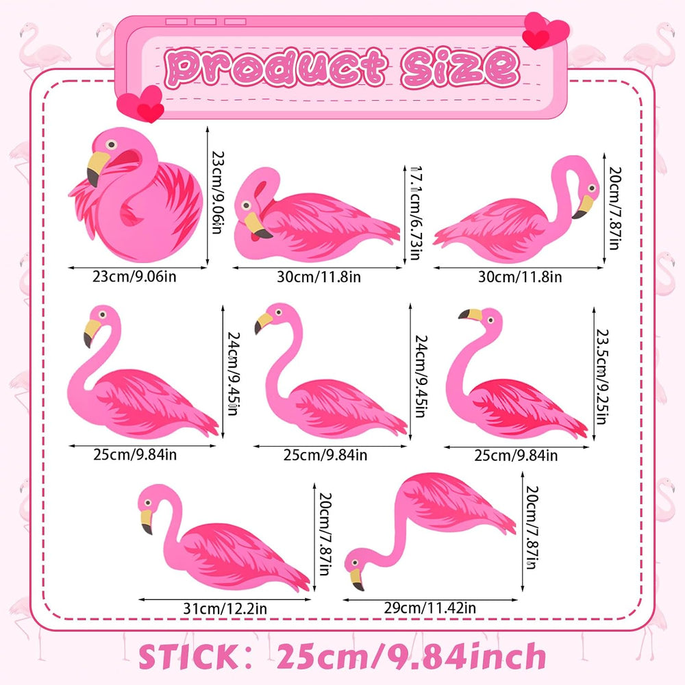 Yuntau 50 Pcs Pink Flamingo Yard Signs with 100 Stakes 8 Styles Patio Decorat...