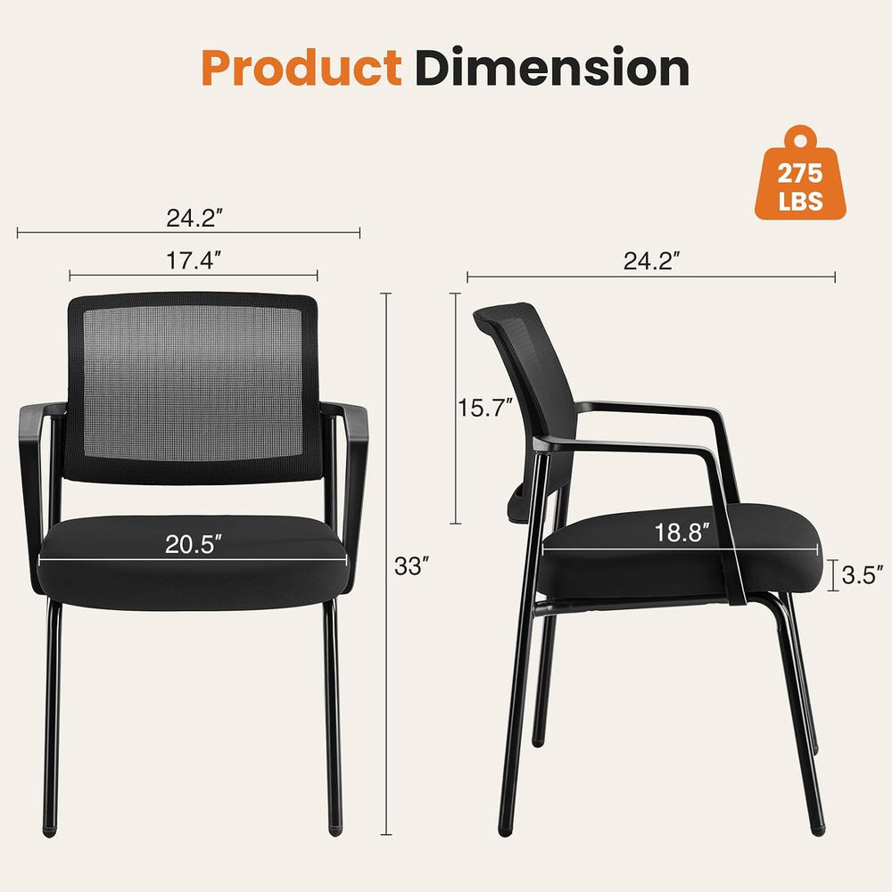 DUMOS Stacking Arm Chairs 1 Pack, Mesh Office Guest Reception Chairs