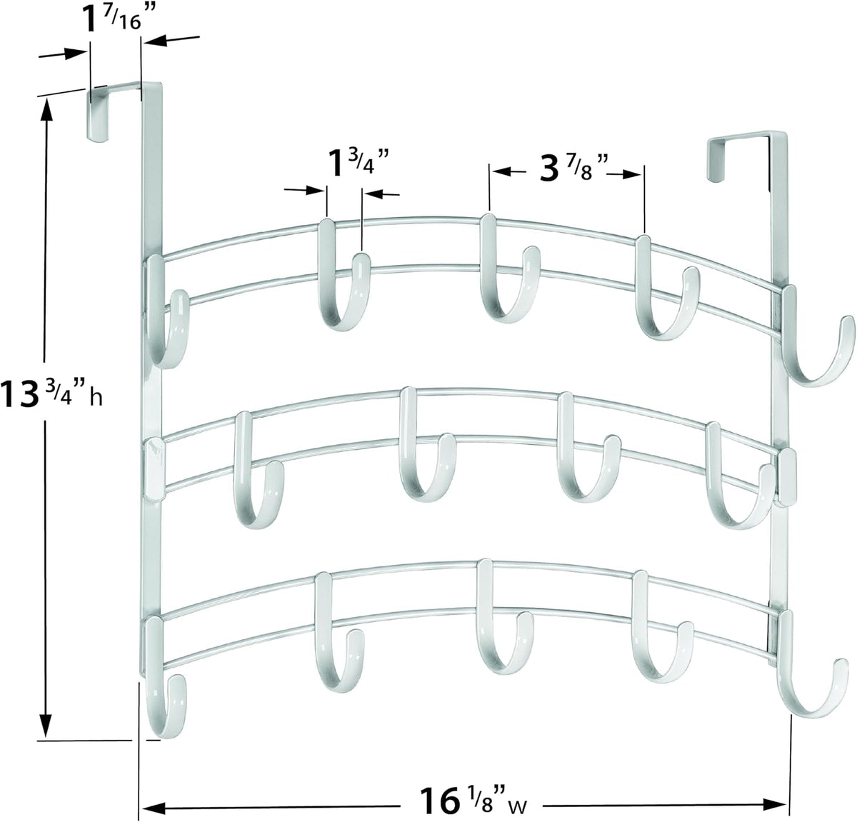 LYNK Professional® Home™ Over the Door Hooks - 14 Hook – Over the Door Coat Rack - Over the Door Hanger - Hanging Towels or Clothes - Bathroom, Bedroom, Laundry Room - Lifetime Ltd. Warranty, White