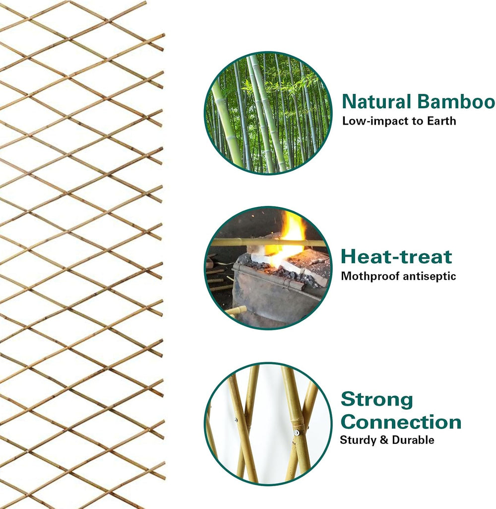 Bamboo Trellis 36x92 Inch, Expandable Fence 3ft by 8ft, Outside Lattice Fence...