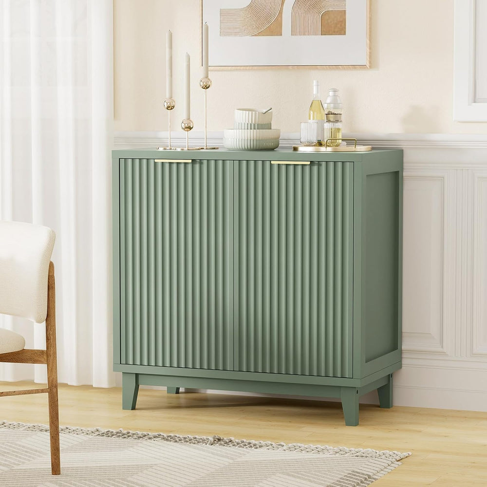 Fluted Cabinet with Storage, Mid Century Modern 2 Doors Sideboard Buffet