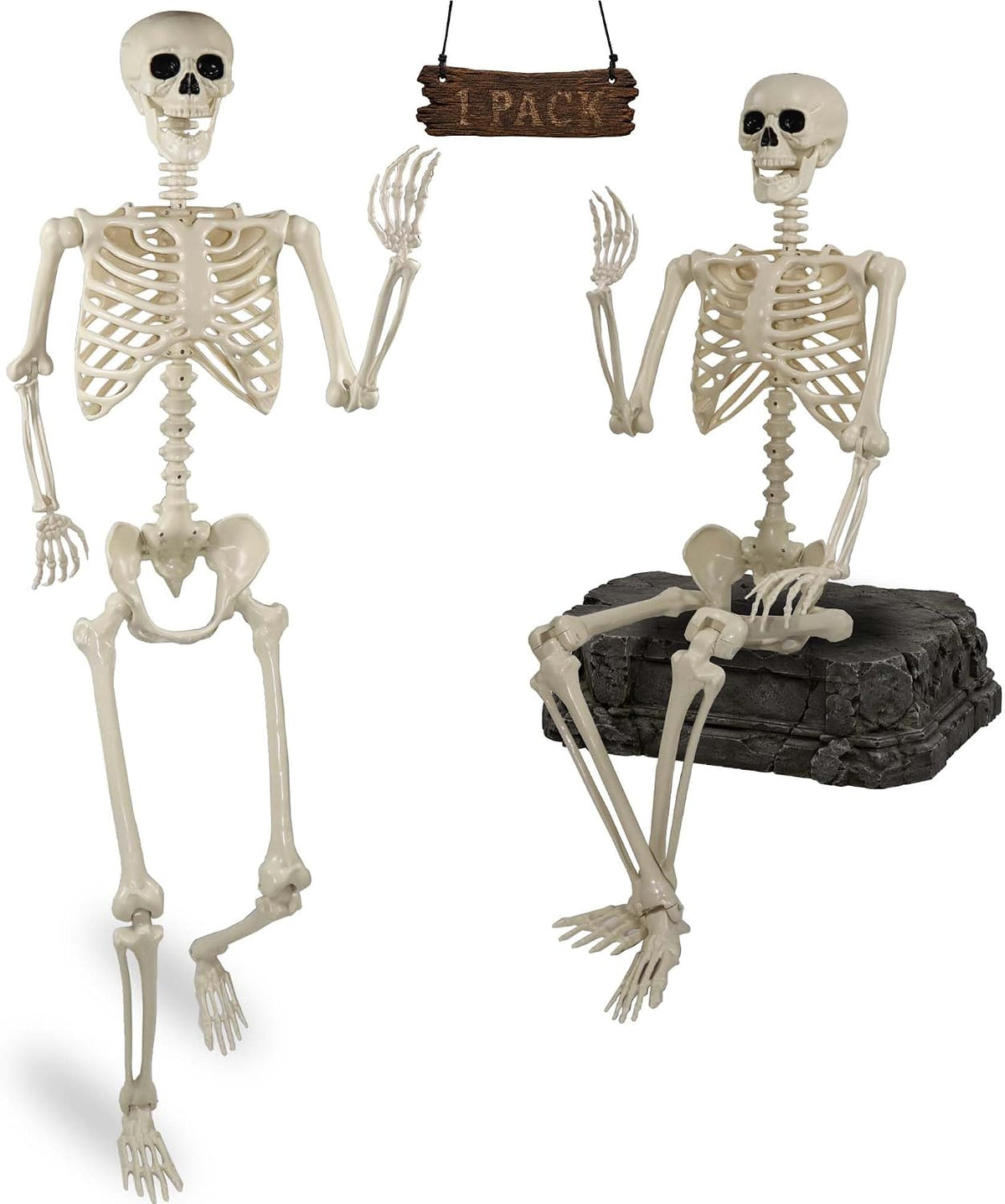Znorso 5.4ft Halloween Skeleton - Halloween Posable Life Size Skeleton Huma Full Body Realistic Bones with Movable Joints for Halloween Outdoor Decorations