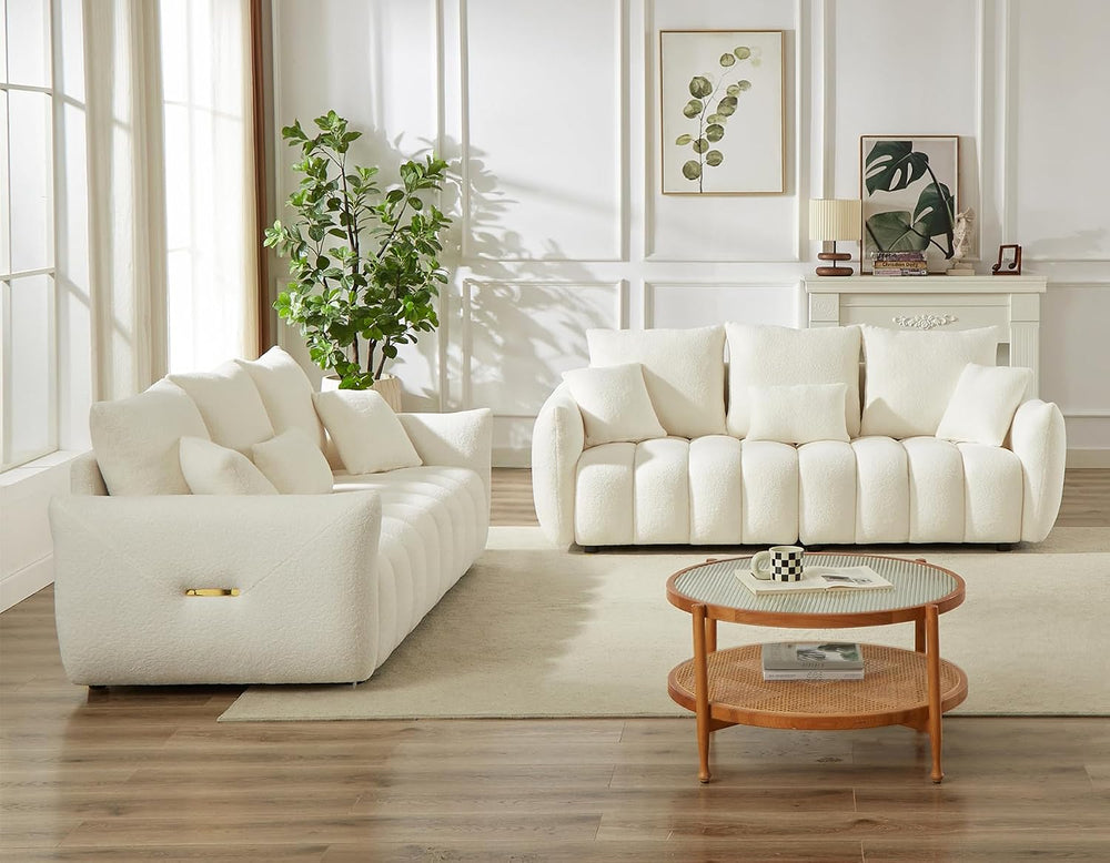 Antetek Teddy Fabric Sofa Set for Living Room, 2 Pieces Modern Deep Seat Over...