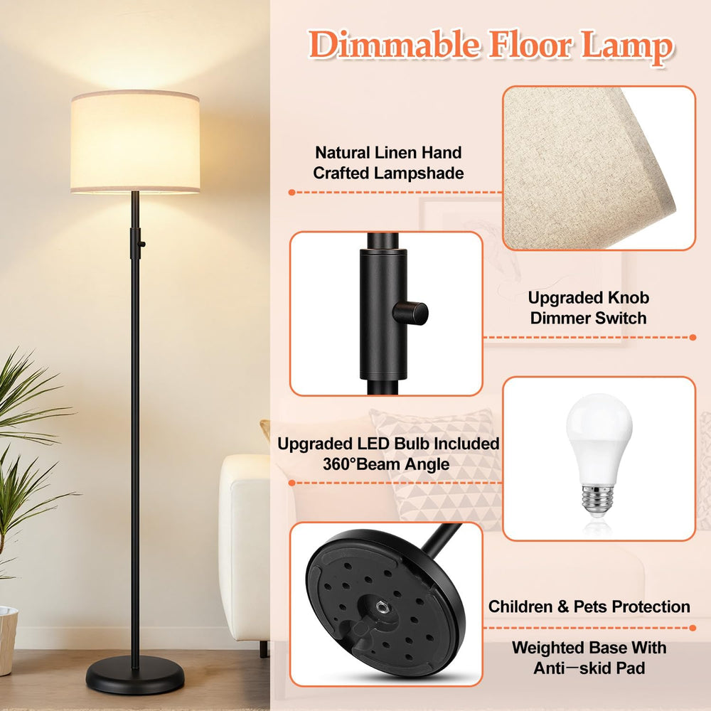 【Upgraded】 Dimmable Floor Lamp for Living Room,1000 Lumens Bulb Included, Mod...