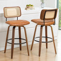 Bar Height Bar Stools, Rattan Swivel Bar Stools with Walnut Craftsmanship