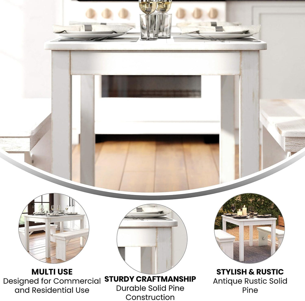 Flash Furniture Hercules 46x30 in Rectangular Dining Table, White