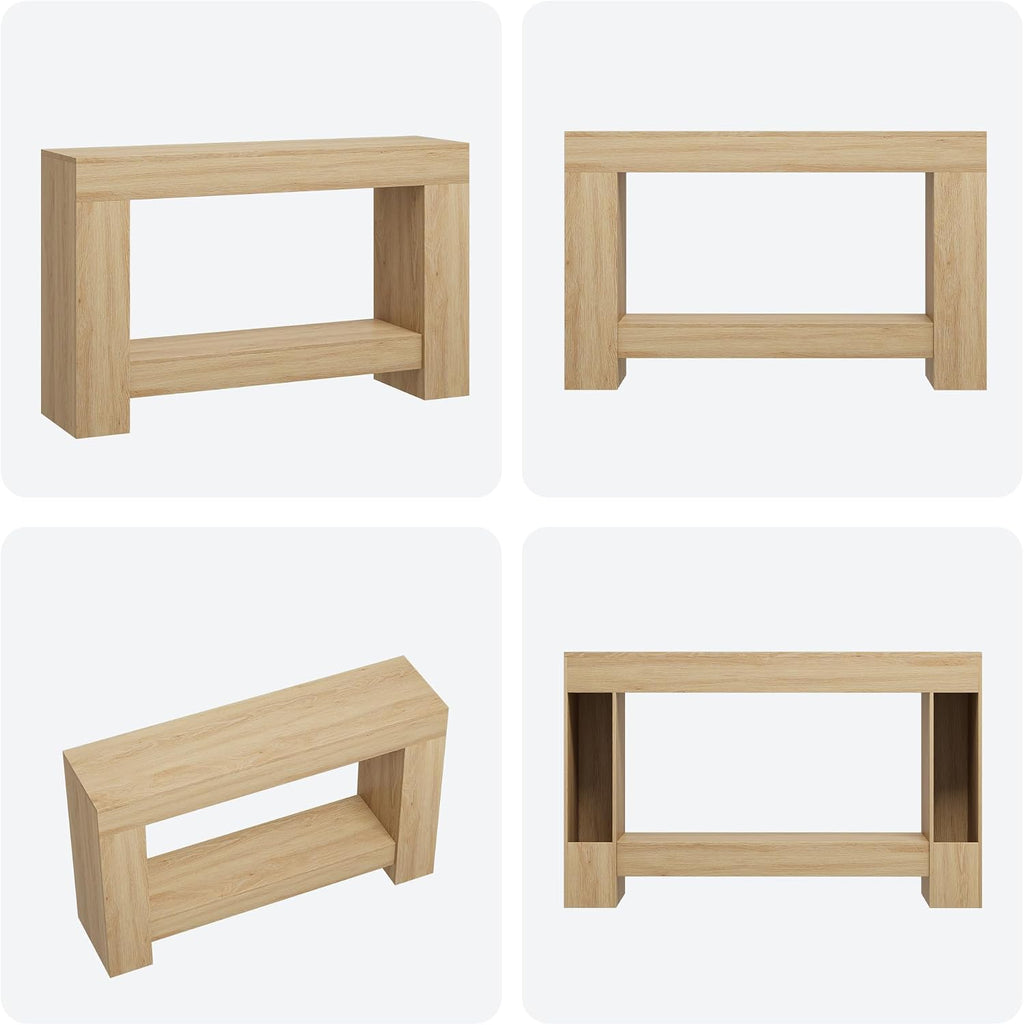 GAOMON 47" Farmhouse Console Table for Entryway - 2-Tier Storage Shelf, Rectangular Sofa Table for Living Room & Hallway, Heavy-Duty Accent Table Behind Couch