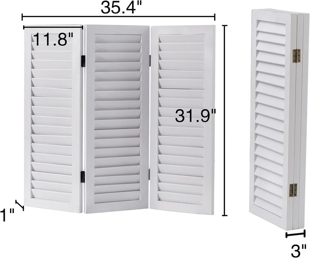 SOFE 2.6ft White Short Room Divider, 3-Panel Folding