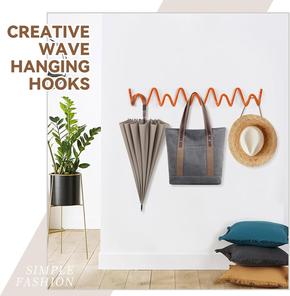 Coat Rack Wall Mount, Creative Wave Wall Hooks 20KG Capacity, Easy Installati...