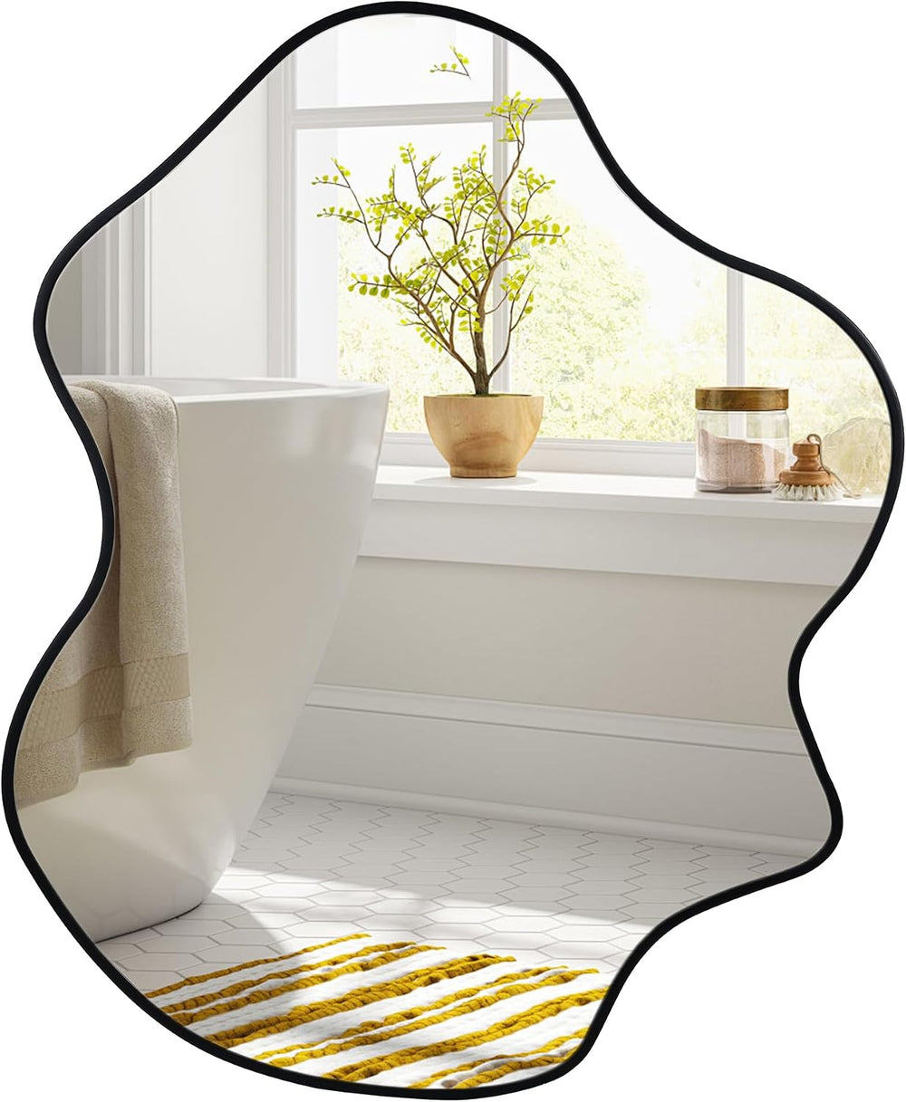 CULER Irregular Black Bathroom Wall Mirror,22 x 30 Inch Asymmetrical