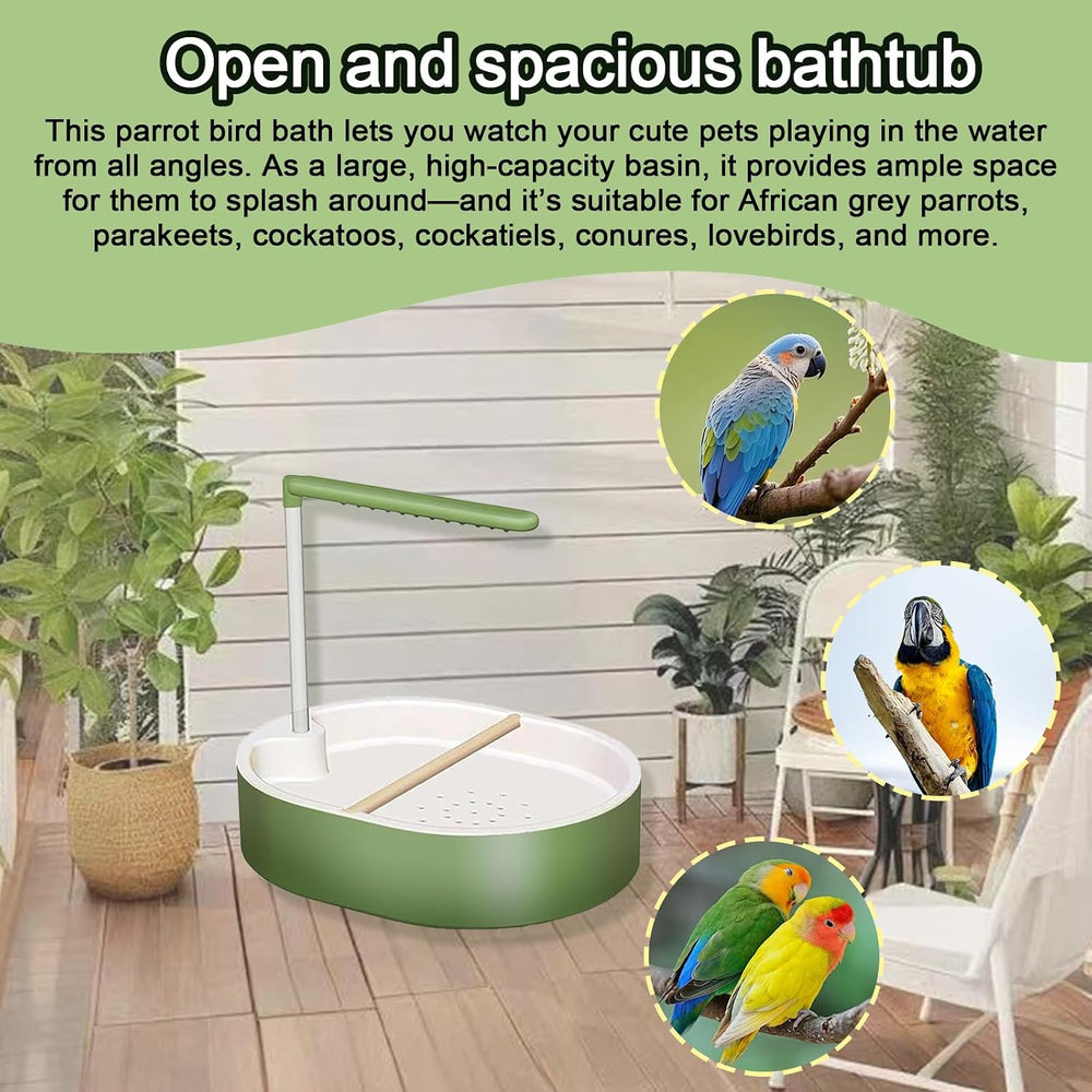 Parrot Shower, Automatic Parakeet Bird Bath with Pump, Large Bird Shower Foun...