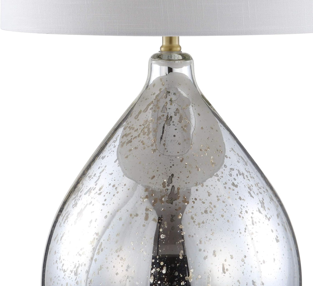 JONATHAN Y Sasha Glass Metal Teardrop Table Lamp 30.75", Mercury Silver