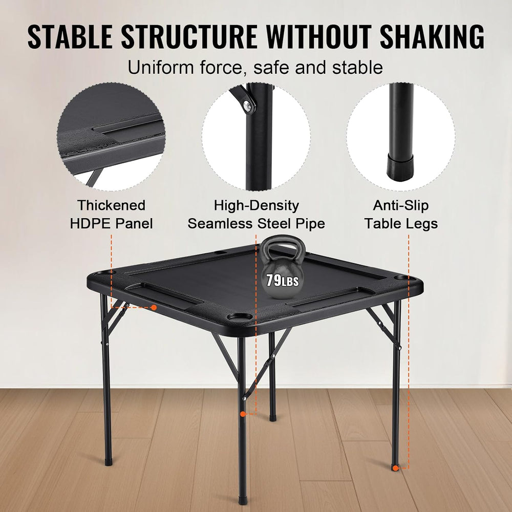VEVOR Folding Card Table Square 4 Player Mahjong Domino Game Set