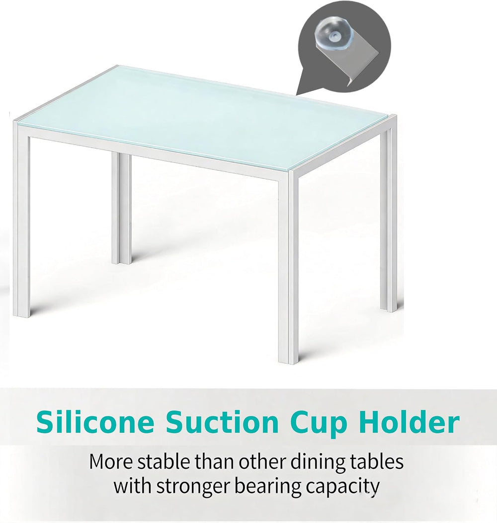 Gizoon White 7 Piece Glass Dining Table Set, Kitchen Table and Chairs Set