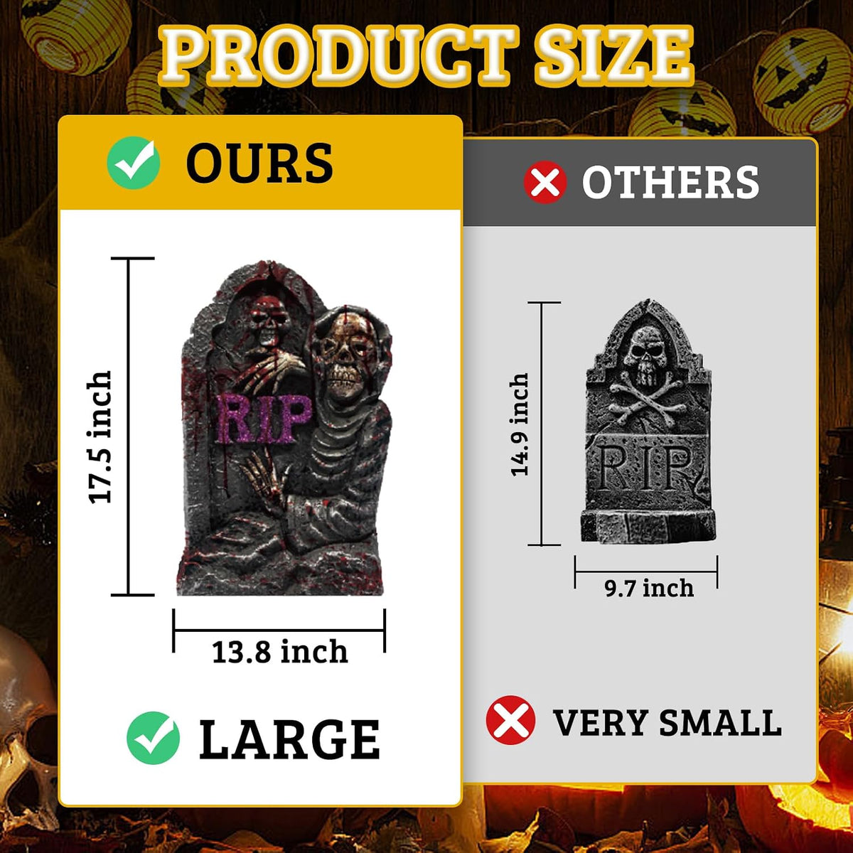 10 Styles Halloween Large Tombstone Gravestones Yard Stakes Decorations 17IN Headstone Outside Signs with Stakes for Halloween Scary Spooky Patio Lawn Yard Garden Cemetery Outdoor Decors