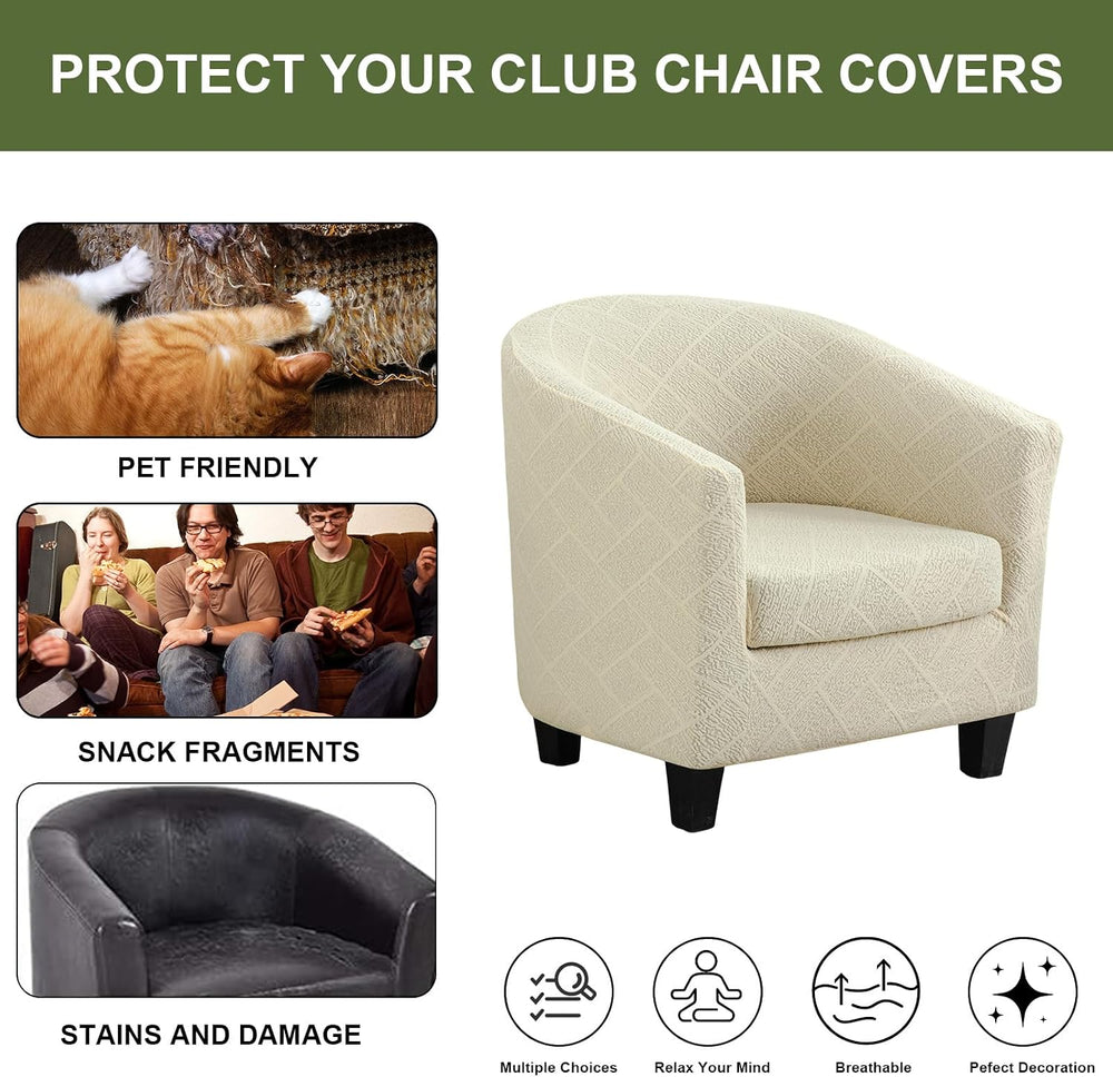 HAOYONG 2 Piece Club Chair Slipcover Stretch Barrel Chair Covers Solid Tub Ch...