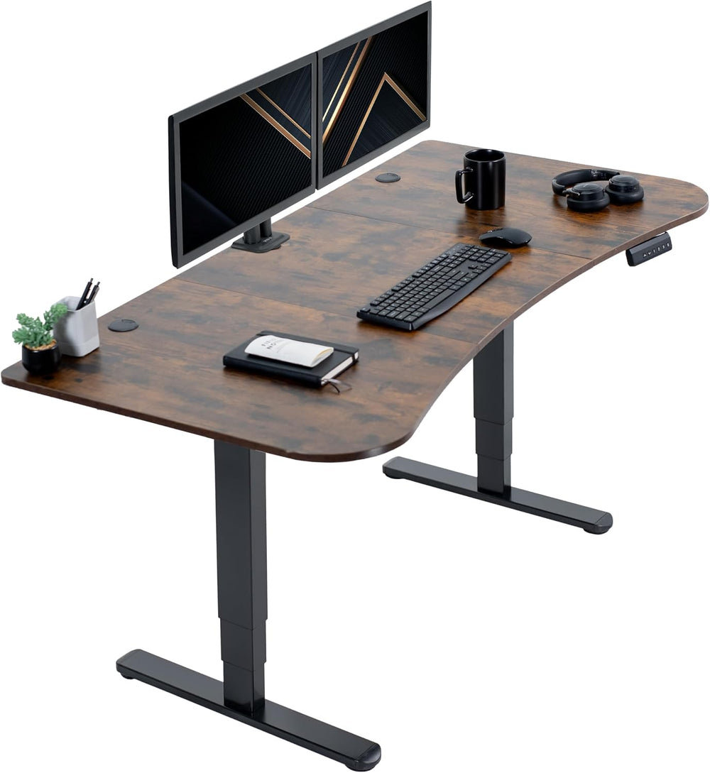 VIVO Rustic Vintage Brown 63 x 32 in Standing Desk, DESK-KIT-2B1N