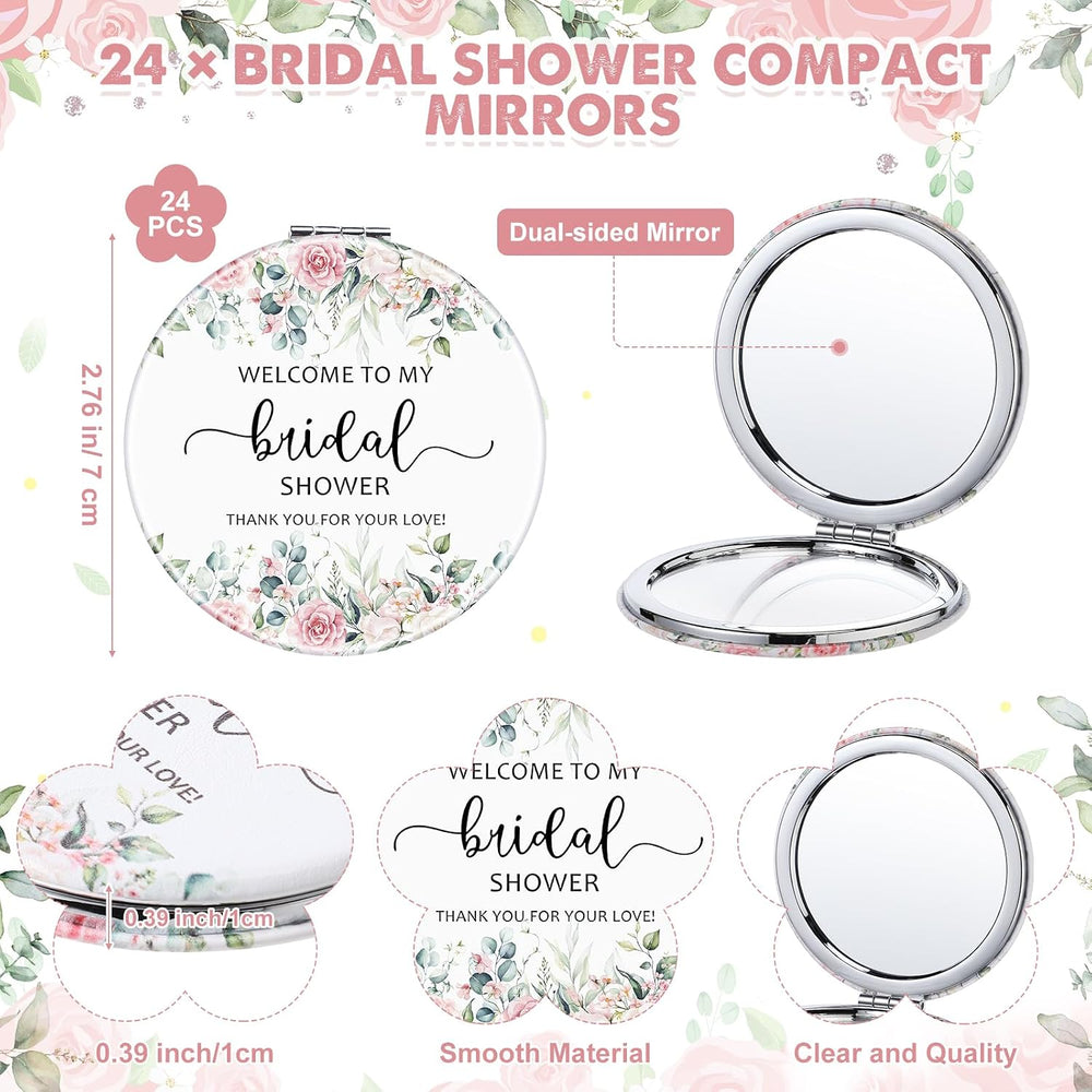 XunYee 24 Sets Bridal Shower Favors for Guests Flower Design Makeup Mirrors L...
