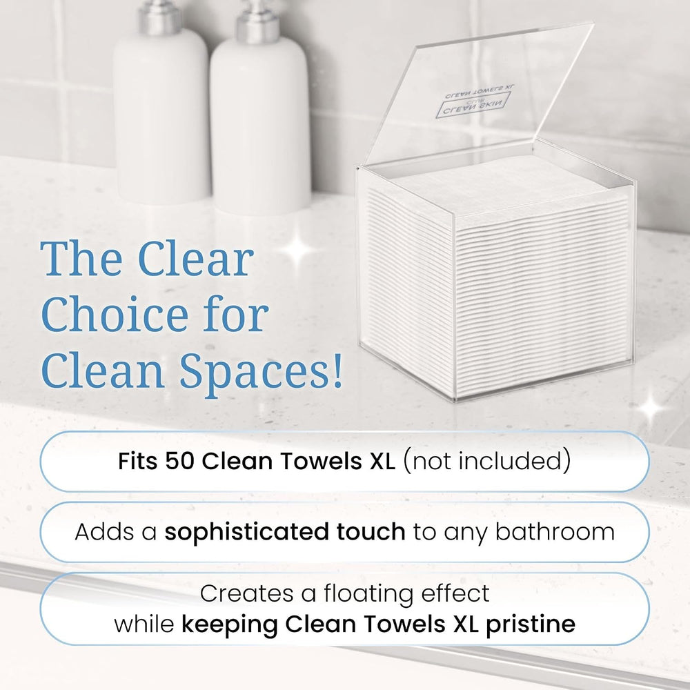 CLEAN SKIN CLUB Clear Acrylic Box for Clean Towels XL (NOT Included), Contain...