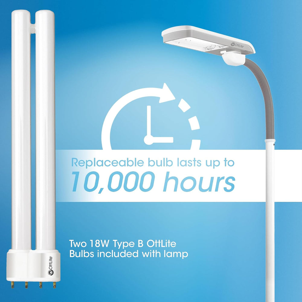 OttLite 36-Watt Pivoting Shade CFL Floor Lamp, White