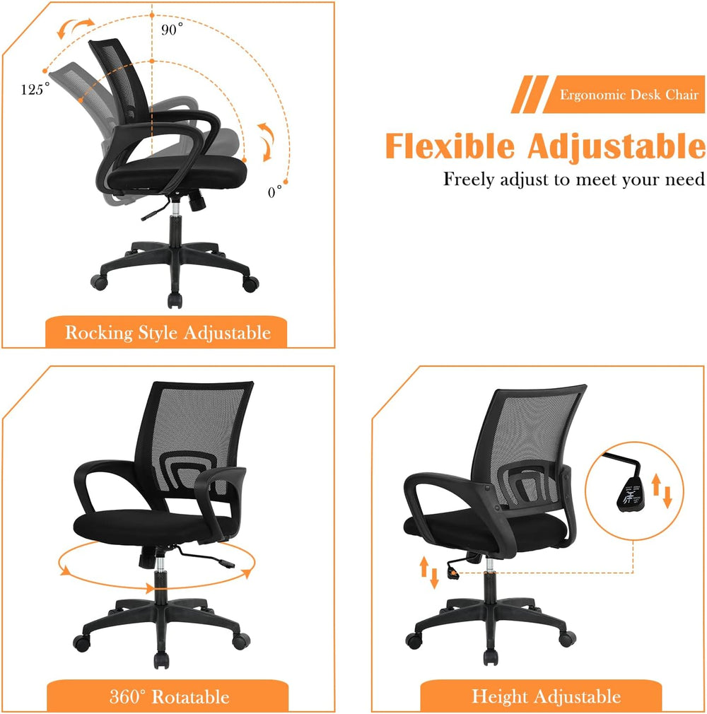 Mesh Computer Chair Home Office Chair Ergonomic Desk Chair with Lumbar Suppor...