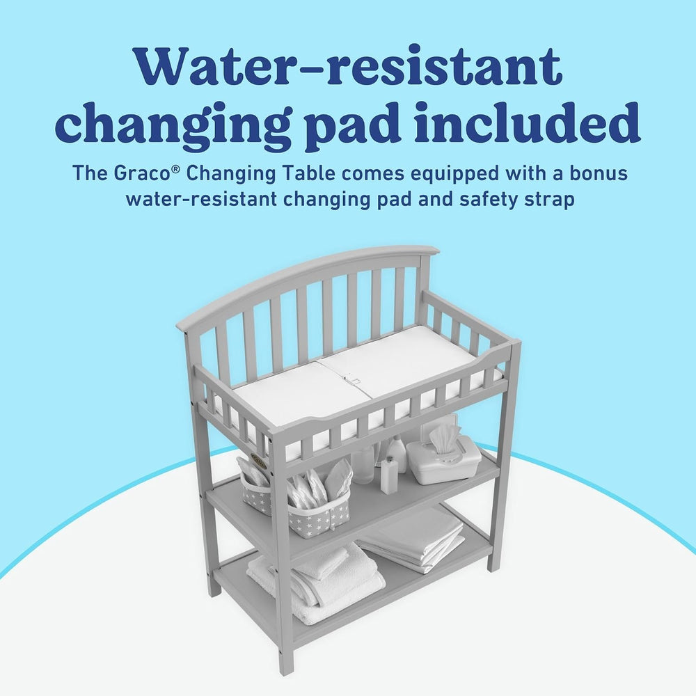Graco Changing Table with Water-Resistant Changing Pad, Pebble Gray