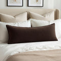 MIULEE Decorative Linen Lumbar Pillow Cover 14x36 Inch Dark Brown