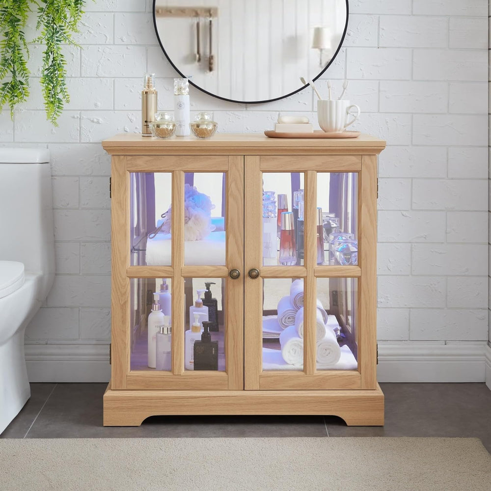 32" H LED Accent Curio Cabinet with 7 Color Lights for Collectibles, Mod...