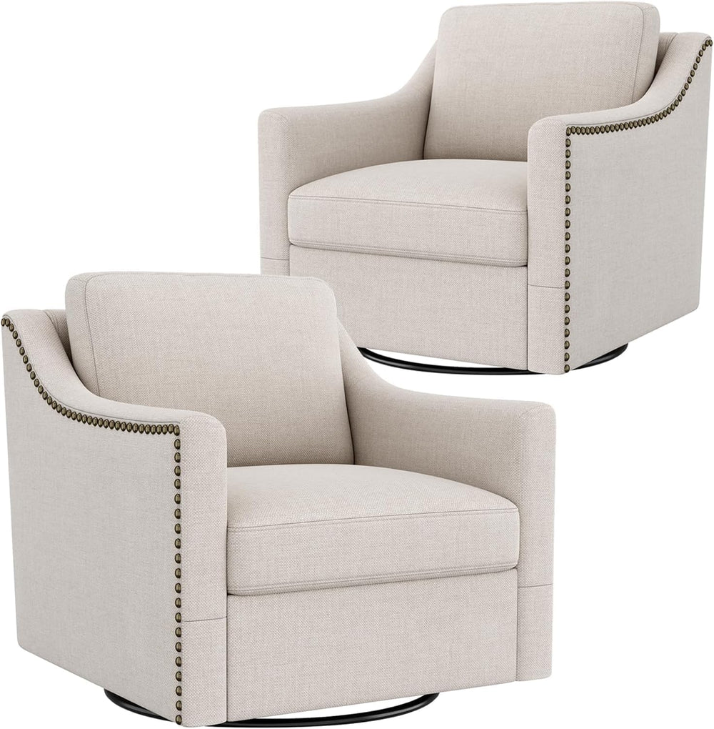 Swivel Accent Chair Set of 2，Armchair，Bronze Nail Decoration Comfy Living Roo...